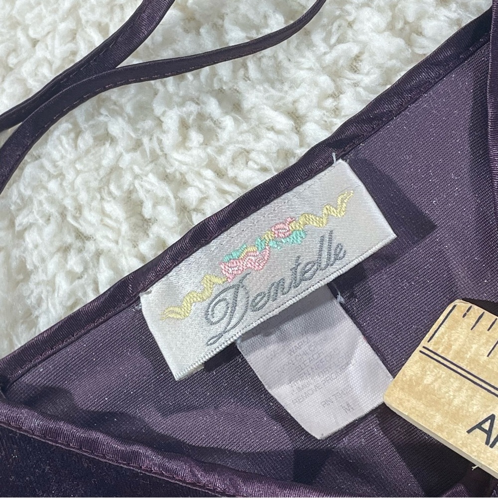 Dentelle Vintage Plum Satin & Velvet Robe + Matching Nightgown Set Romantic Luxe - Picture 9 of 13